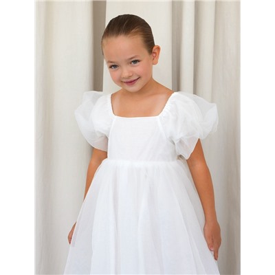 Платье нарядное для девочки KAFTAN, с воздушными рукавами, рост 98-104, белое
