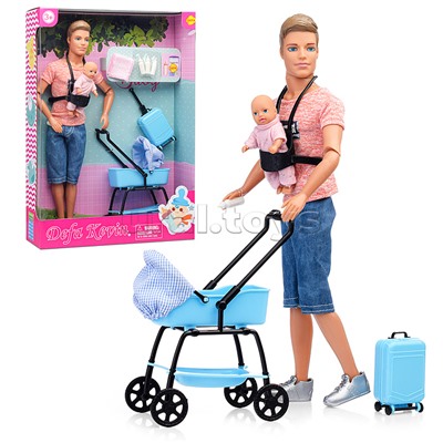 Кукла "Молодой папа" с малышом и аксессуарами, в коробке