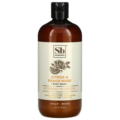 Soapbox, Reviving Moisture, Body Wash, Citrus & Peach Rose, 16 fl oz (473 ml)