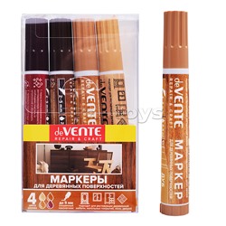 Набор маркеров для деревянных поверхностей "Repair & Craft" 4 цвета (бук, дуб, красное дерево, орех) круглый корпус, скошенный наконечник, ширина линии письма 1-5 мм