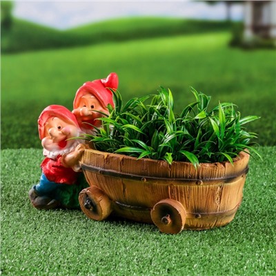 Садовая фигура из гипса «Два гнома с телегой», 19.5×32×17.5 см