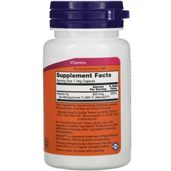 Now Foods, MK-7, витамин K-2, повышенная сила действия, 300 мкг, 60 растительных капсул