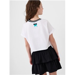 Комплект трикотажный для девочек: джемпер (футболка), юбка-шорты