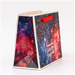 Пакет подарочный новогодний ламинированный «Фейерверк», MS 23×18×10 см