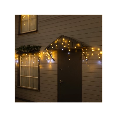 Гирлянда «Бахрома» 25×0.7 м, IP44, УМС, тёмная нить, 450 LED, свечение тёплое белое, мерцание, 220 В