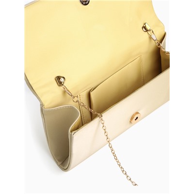 Сумка-клатч женская вечерняя на магните, на цепочке, с золотистой фурнитурой, однотонная, золотистая
