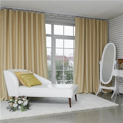 Штора блэкаут портьерная «Этель», 130×300 см, кремовая