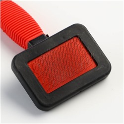 Пуходерка «Риф» без капель с резиновой ручкой 7×14 см, красно-чёрная