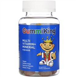 GummiKing, мультивитамины и микроэлементы для детей, со вкусом клубники, апельсина, лимона, винограда, вишни и грейпфрута, 60 жевательных таблеток