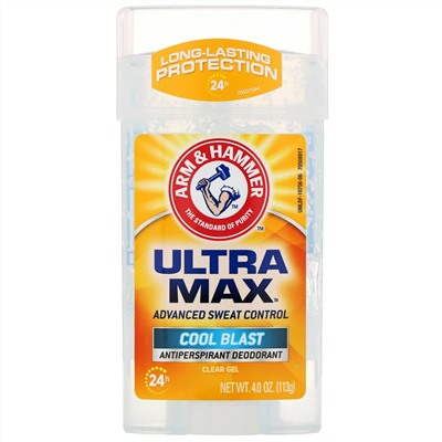 Arm & Hammer, UltraMax, Clear Gel Antiperspirant Deodorant, for Men, Cool Blast, 4.0 oz (113 g)