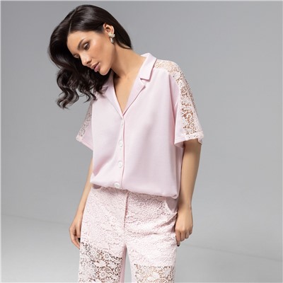 Рубашка комбинированная с кружевом, Стильное дежавю (розовый сон)