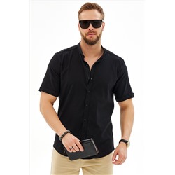 Мужская льняная рубашка с воротником-стойкой Happyfox