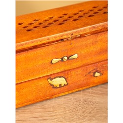 Пенал для благовония двойной с хранением, 30.5 см, дерево шишам