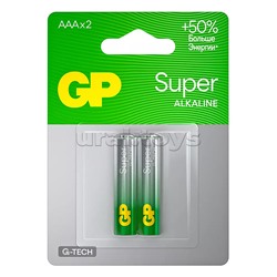 Батарейки алкалиновые GP Super GP24AA21-2CRSBC2 G-TECH LR03 BL2