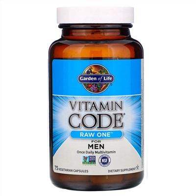 Garden of Life, Vitamin Code, RAW One, мультивитаминная добавка для мужчин (для приема 1 раз в день), 75 вегетарианских капсул