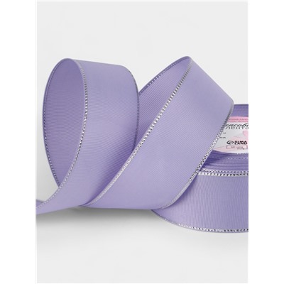 Лента репсовая, с серебряным люрексом, 40 мм, 23±1 м, сиреневая №021
