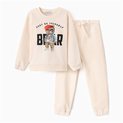 Костюм детский KAFTAN «Мишка»: джемпер, брюки, размер 40 (146-152 см), бежевый