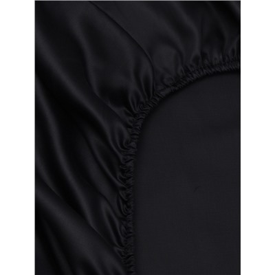 Простыня на резинке евро SL Home Tencel, 200×200+30 см, чёрная, тенсель