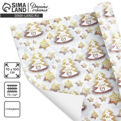 Упаковочная бумага на Новый год «Все исполнит Новый год», 70×100 см, глянцевая