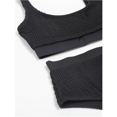 Купальник раздельный фактурный с топом женский MINAKU, размер 42, чёрный