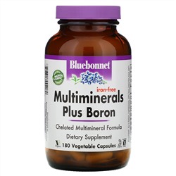 Bluebonnet Nutrition, Мультиминералы с бором, без железа, 180 растительных капсул
