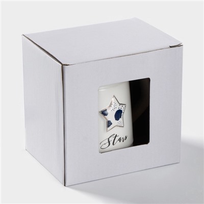 Кружка с крышкой и ложкой «Звезда», 350 мл, керамика, белая