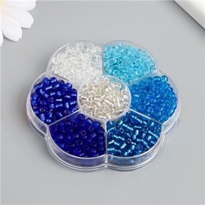 Бисер стекло 6/0 в цветке «Вода» цветной прозрачный 7 цветов × 8 г 8.2×8.2×2 см