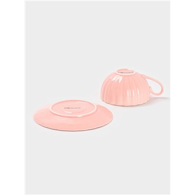 Сервиз чайный Доляна «Вивьен», 12 предметов: 6 чашек 200 мл, 6 блюдец d=15 см, фарфор, розовый