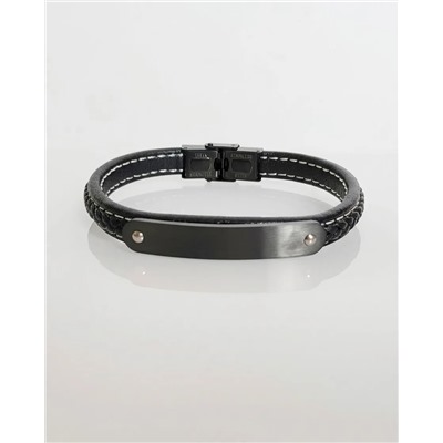Браслет из стали на кожаном ремешке