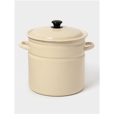 Кастрюля эмалированная, 12 л, d=26.6 см, с крышкой, цилиндрическая, цвет слоновой кости