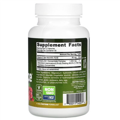 Jarrow Formulas, Cran Clearance, концентрат клюквы, 100 вегетарианских капсул
