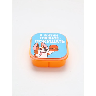 Ланч - бокс квадратный с секциями «Главное в жизни», 14.5×6 см