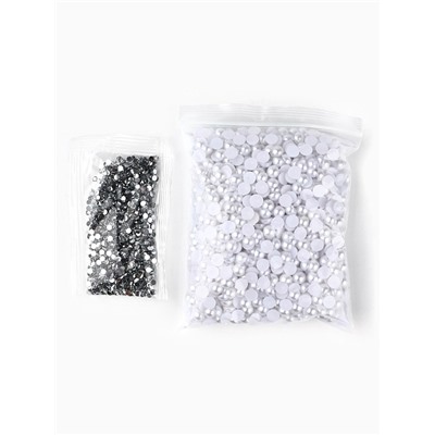 Алмазная мозаика на фигурке с полным заполнением «Жемчужный мишка стразами», белый