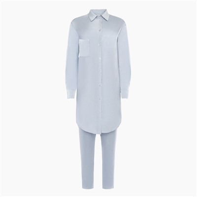 Пижама женская (рубашка, брюки) MINAKU: Light touch, голубая, размер 52