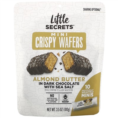 Little Secrets, Mini Crispy Wafers, Almond Butter in Dark Chocolate with Sea Salt, 10 Individually Wrapped Minis, 3.5 oz (100 g)