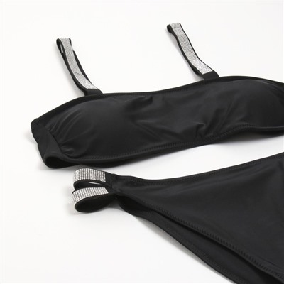 Купальник раздельный со стразами женский MINAKU, размер 46, чёрный