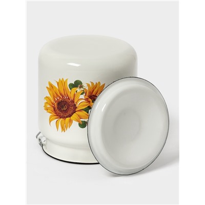 Бидон эмалированный, 3 л, с ручкой и крышкой, белый, рисунок МИКС