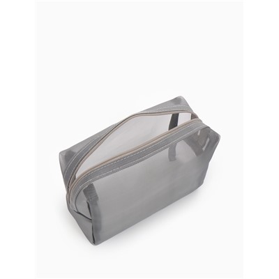 Косметичка Classic, полупрозрачная, на молнии, серая