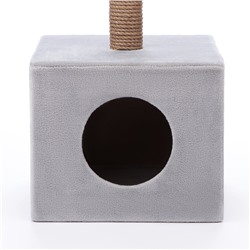 Домик для кошек с когтеточкой «Куб», с площадкой и игрушкой, 35×30×85 см, микс цветов