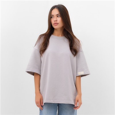 Футболка женская с нашивкой MIST Base, светло-серая, размер 42