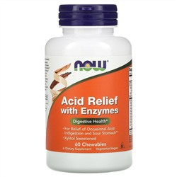 Now Foods, средство для снижения кислотности с ферментами, 60 жевательных таблеток