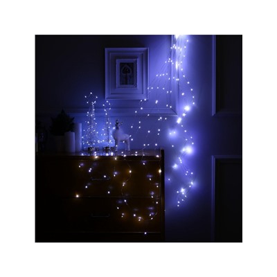 Гирлянда «Конский хвост» 10 нитей по 2 м, IP20, серебристая нить, 200 LED, свечение белое, 12 В