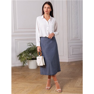 Юбка миди на запАх в полоску из легкого хлопкового поплина