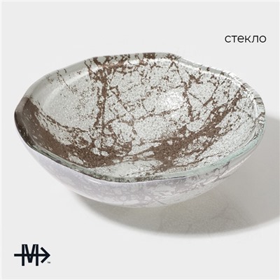 Салатник Magistro «Мрамор», d=12.5 см, стекло, белый