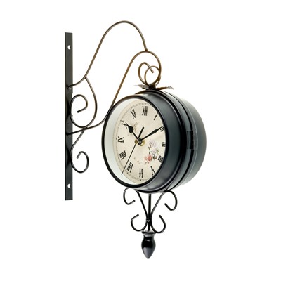 Часы настенные интерьерные «Весенние», двусторонние, на подвесе, плавный ход, 30×48 см, циферблат d=17 см, от батареек 2хАА