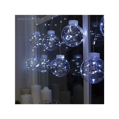 Гирлянда «Бахрома» 2.5×0.7 м роса с насадками «Шарики», IP20, серебристая нить, 150 LED, свечение белое, 12 В