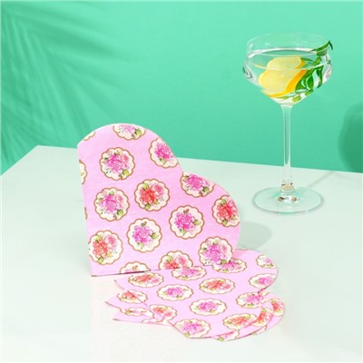 Салфетки бумажные «Цветы» в форме сердца, 12 шт