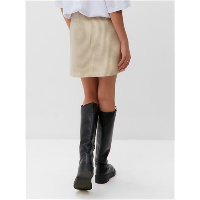 Юбка мини с разрезом женская MIST: Classic Collection, размер 48, бежевая, белая