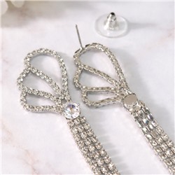Комплект вечерней бижутерии со стразами чокер и серьги, цвет: серебристый и прозрачный, арт.012.103