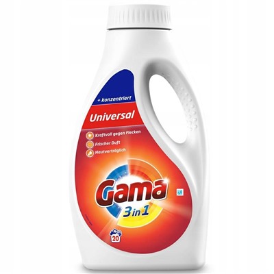 Гель для стирки GAMA ORIGINAL Universal 3в1 универсальный концентрат 1 л, (20 стирок) гипоаллергенный (Испания) 50002118